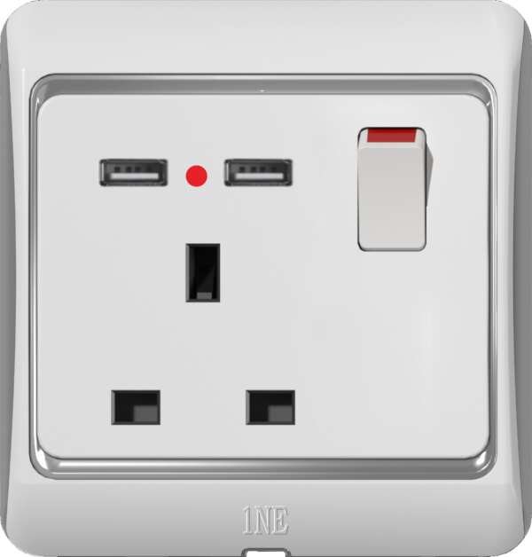 فيش كهربائي متعدد الوظائف بمنفذين USB