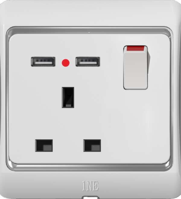 فيش كهربائي متعدد الوظائف بمنفذين USB